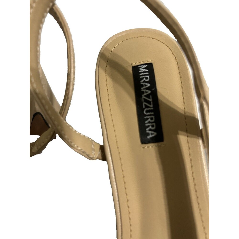 MIRAAZZURRA Women Sling Back Pumps Chunky Heels Round Toe Casual 2 Tone 9.5 - Picture 3 of 10